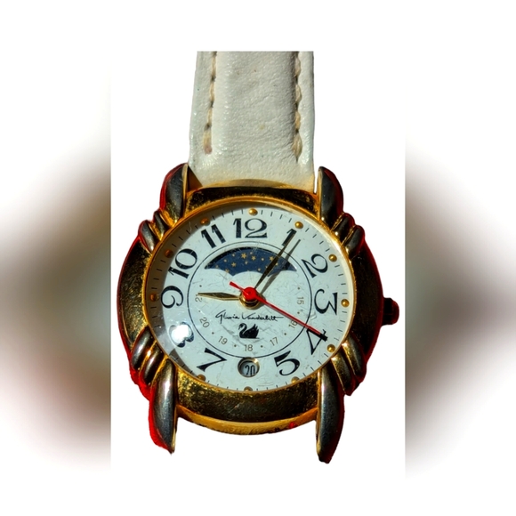 GLORIA VANDERBILT  Day Night Indicator Moon Phase Quartz Women's Watch - Picture 1 of 8